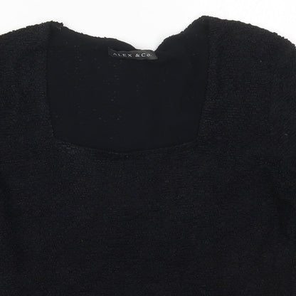 Womens UK Size 12 Alex & Co Black Basic T-Shirt