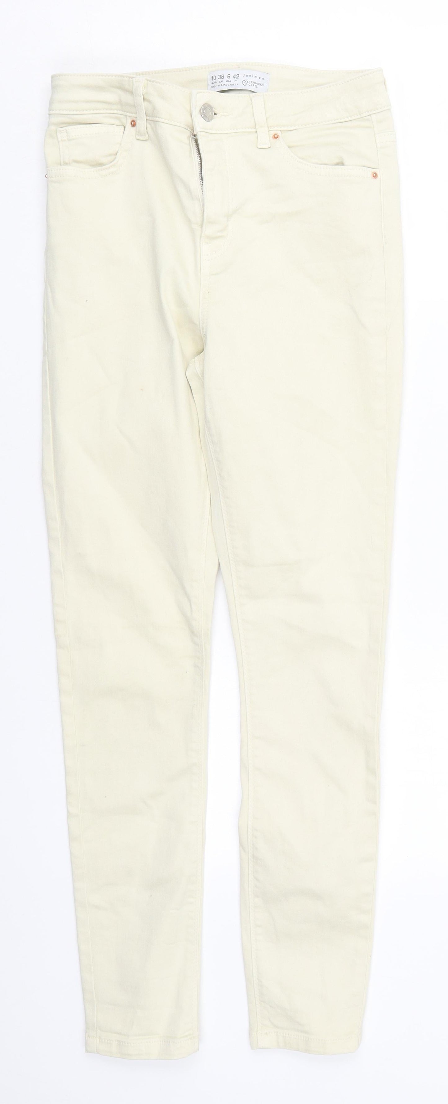 Denim Co Womens Beige  Cotton Skinny Jeans Size 10 L27 in Regular Button