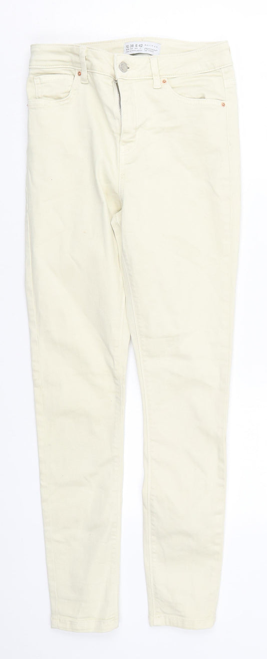 Denim Co Womens Beige  Cotton Skinny Jeans Size 10 L27 in Regular Button