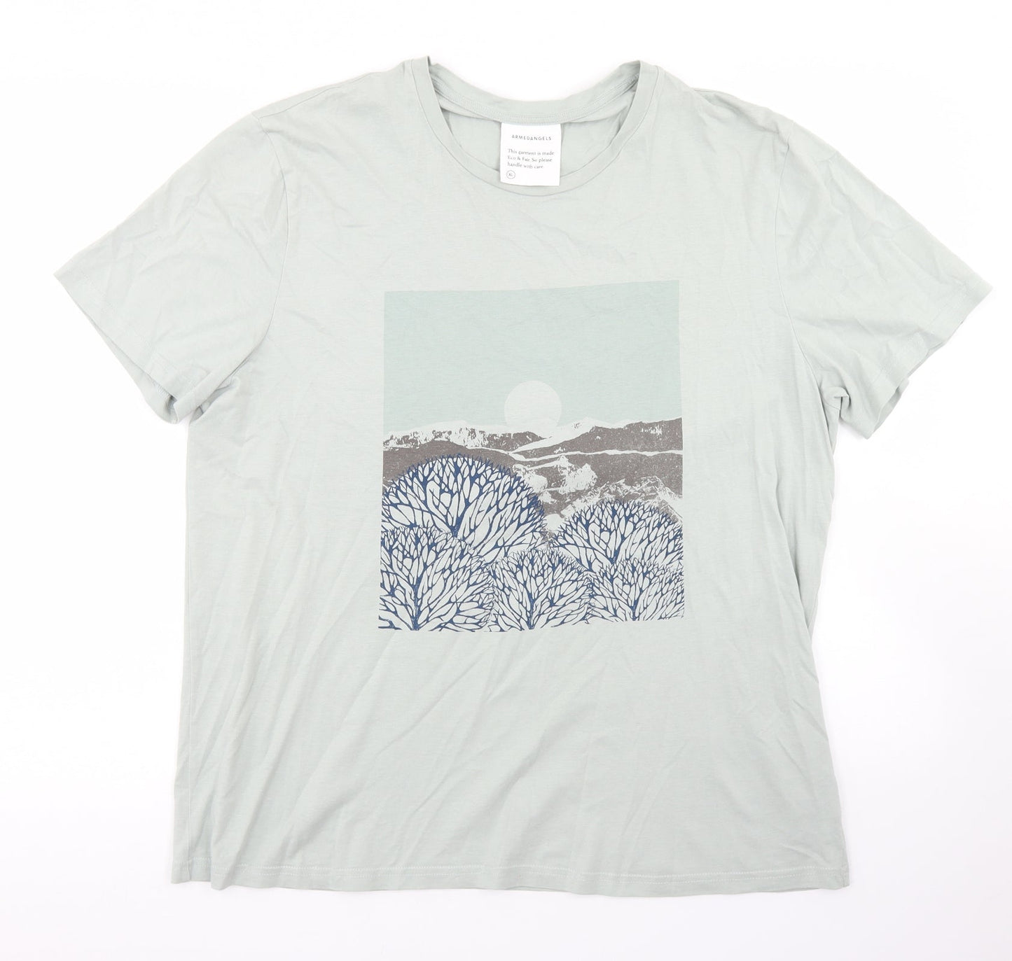 Armed Angels Mens Blue  Cotton  T-Shirt  Crew Neck