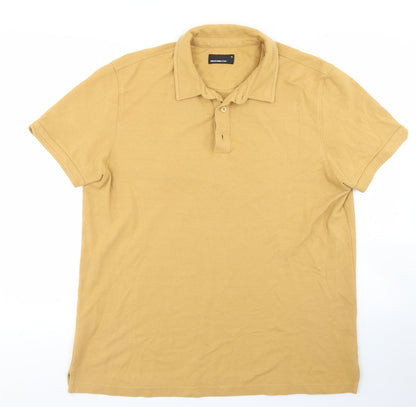 Remus Uomo Jeans Mens Yellow  Polyester  Polo Size XL Collared Button