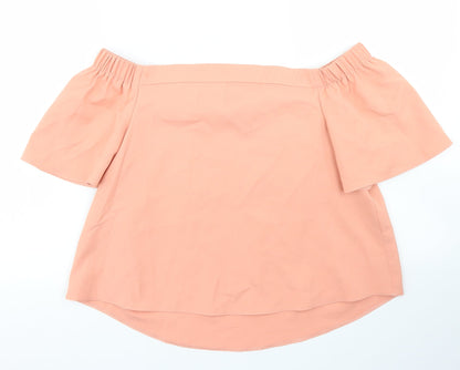 Womens UK Size 10 Missguided Orange Cropped Blouse