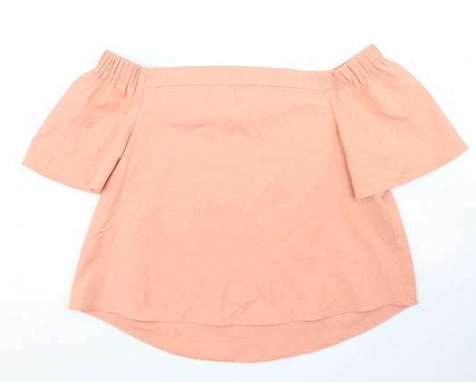 Womens UK Size 10 Missguided Orange Cropped Blouse