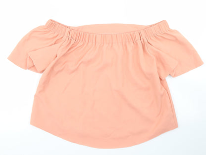 Womens UK Size 10 Missguided Orange Cropped Blouse