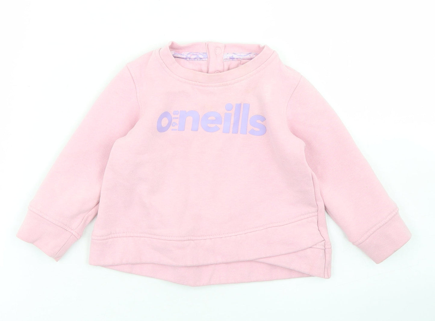 O'Neills Girls Pink  Cotton Pullover T-Shirt Size 6-9 Months Crew Neck Snap