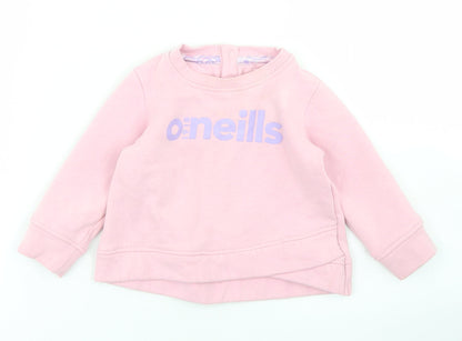 O'Neills Girls Pink  Cotton Pullover T-Shirt Size 6-9 Months Crew Neck Snap
