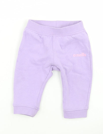 O'Neills Girls Purple  Cotton Jogger Trousers Size 6-9 Months