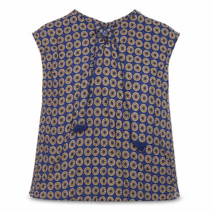 TEX Womens Blue Polka Dot Viscose Basic Blouse Size S Round Neck