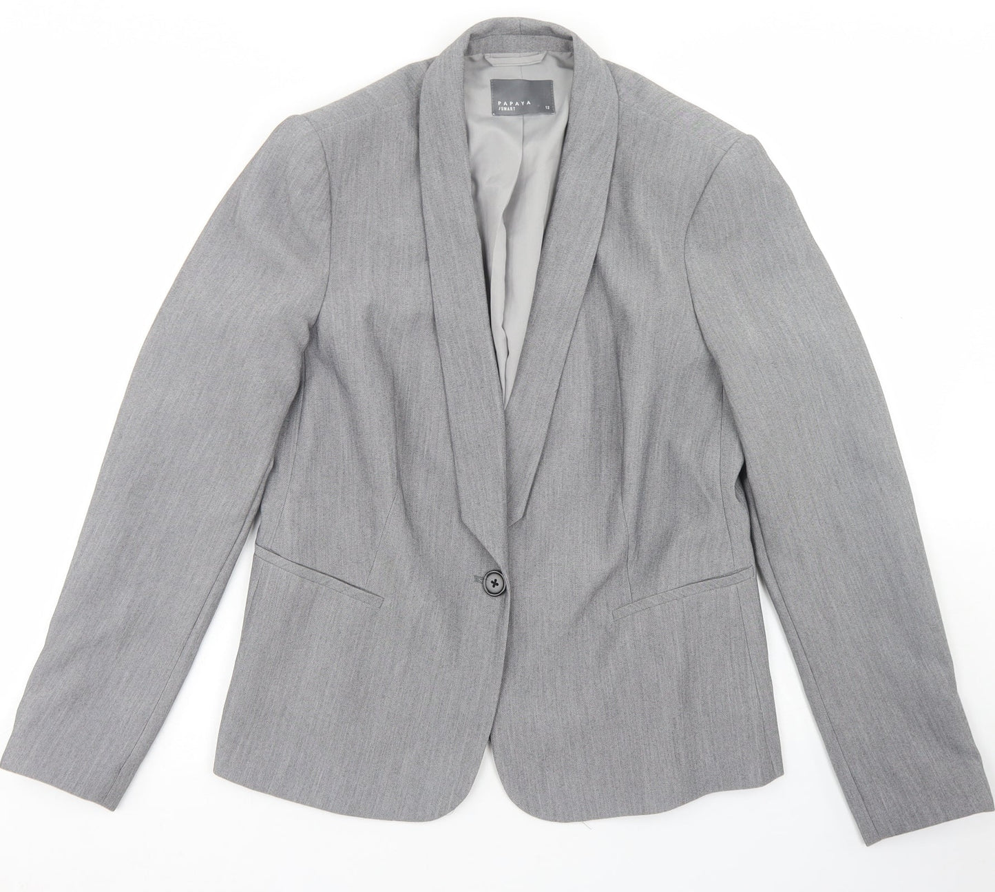 Papaya Womens Grey  Polyester Jacket Blazer Size 12