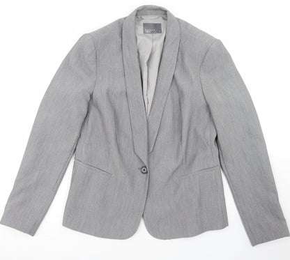 Papaya Womens Grey  Polyester Jacket Blazer Size 12
