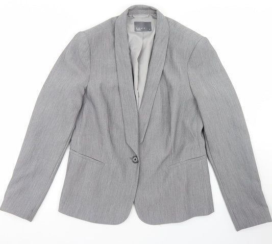 Papaya Womens Grey  Polyester Jacket Blazer Size 12