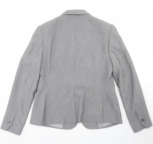 Papaya Womens Grey  Polyester Jacket Blazer Size 12