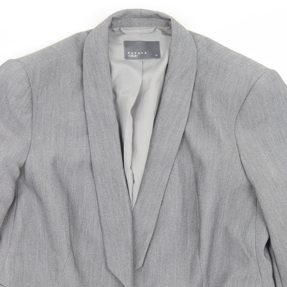 Papaya Womens Grey  Polyester Jacket Blazer Size 12