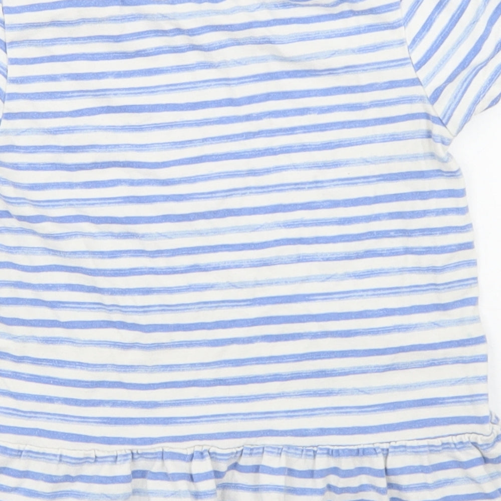 George Girls Blue Striped Cotton Basic T-Shirt Size 5-6 Years Crew Neck  - Peplum