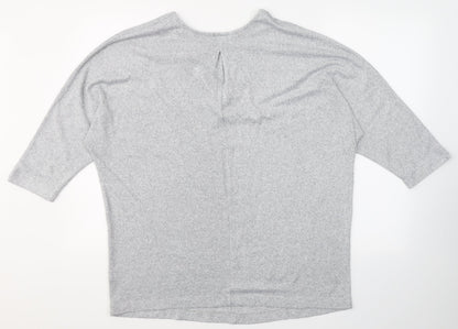 F&F Womens Grey V-Neck  Polyester Pullover Jumper Size 14