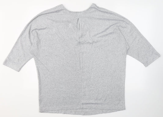 F&F Womens Grey V-Neck  Polyester Pullover Jumper Size 14