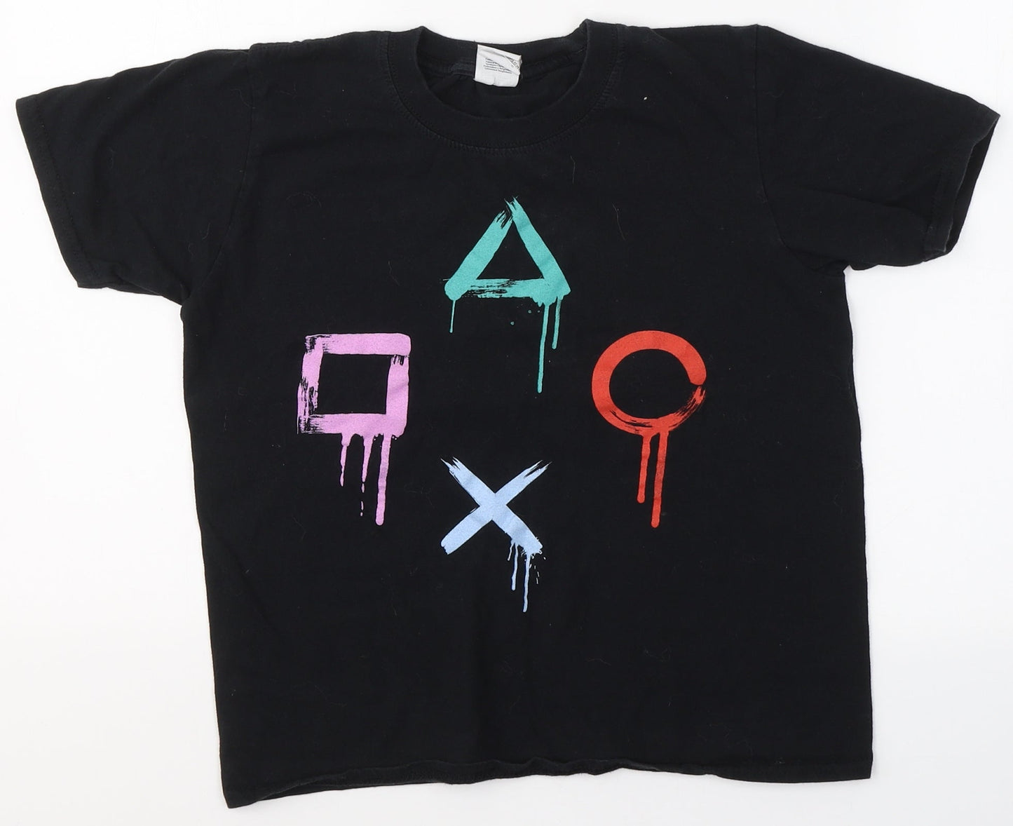 Gildan Boys Black  Cotton Basic T-Shirt Size L Round Neck  - Play Station
