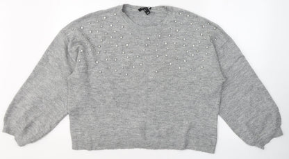 Womens UK Size L New Look Grey Basic Blouse