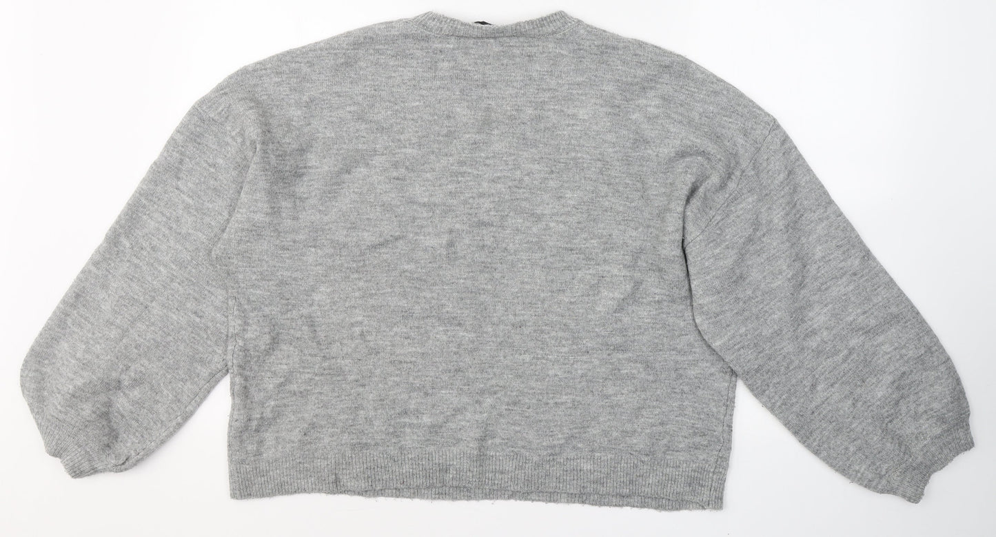 Womens UK Size L New Look Grey Basic Blouse