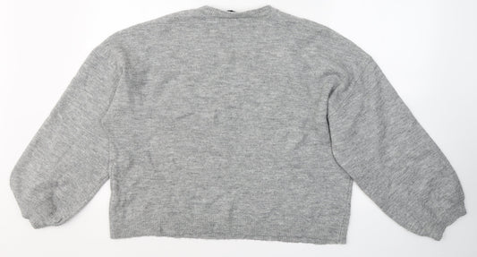 Womens UK Size L New Look Grey Basic Blouse