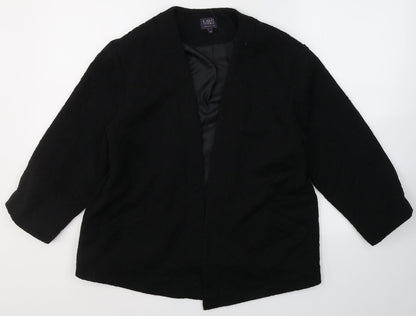 Marks and Spencer Womens Black V-Neck  Polyester Cardigan Jumper Size 14   - Open front