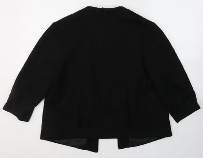 Marks and Spencer Womens Black V-Neck  Polyester Cardigan Jumper Size 14   - Open front