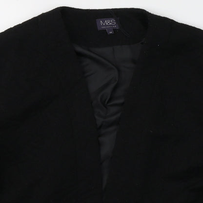 Marks and Spencer Womens Black V-Neck  Polyester Cardigan Jumper Size 14   - Open front
