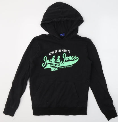 Mens UK Size S JACK & JONES Black Pullover Hoodie