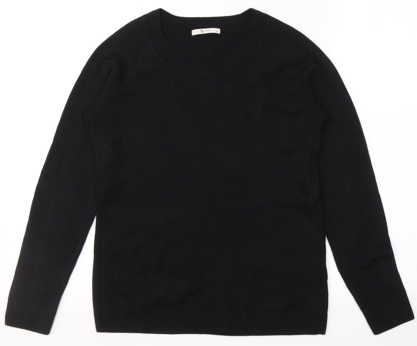 TU Womens Beige Round Neck  Acrylic Pullover Jumper Size 10