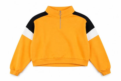 Front view of Divided by H&M women’s black striped cotton pullover sweatshirt, size L, pullover - cropped jumper