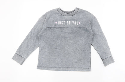 George Girls Grey  Polyester Pullover Sweatshirt Size 5-6 Years  Pullover - Just be you
