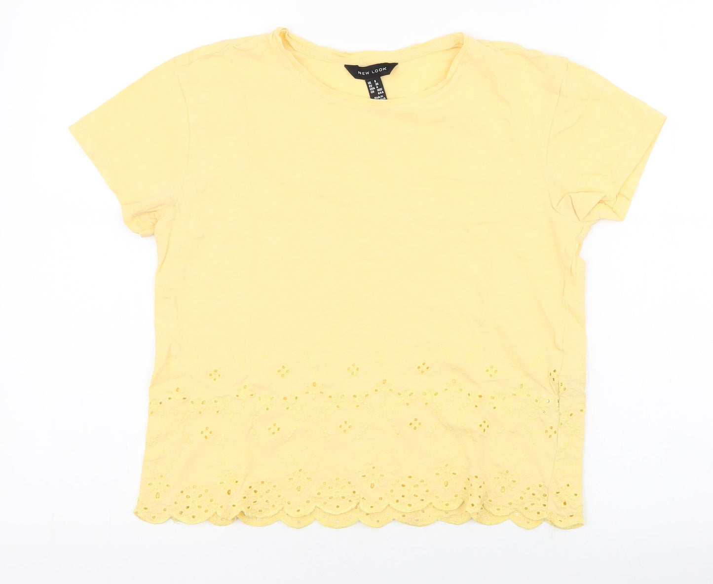 Womens UK Size 8 New Look Yellow Jersey T-Shirt