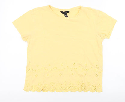 Womens UK Size 8 New Look Yellow Jersey T-Shirt