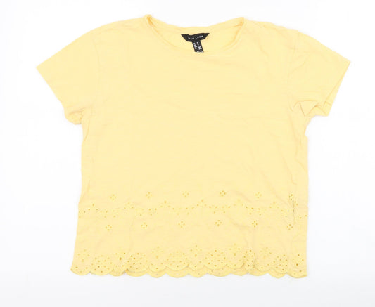 Womens UK Size 8 New Look Yellow Jersey T-Shirt