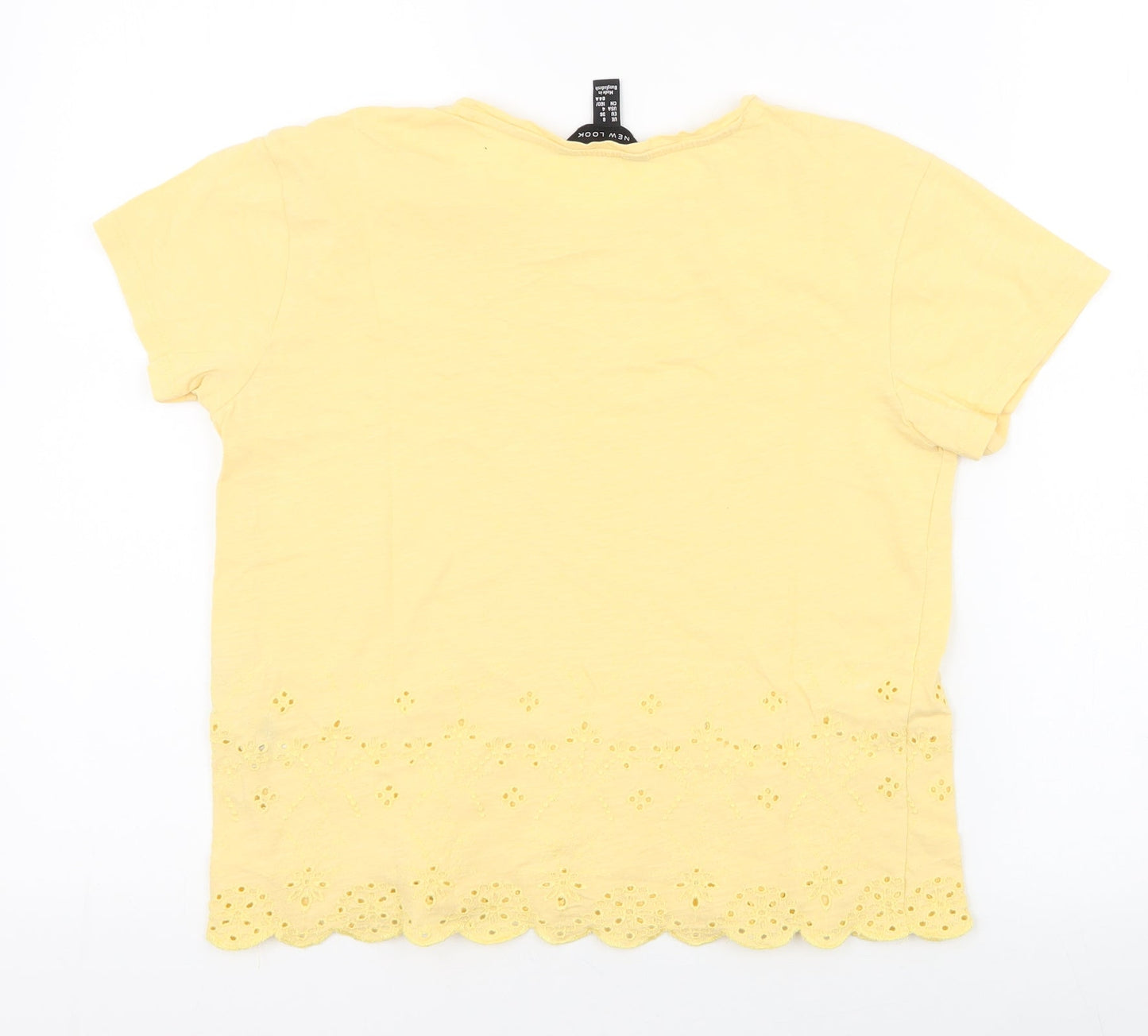 Womens UK Size 8 New Look Yellow Jersey T-Shirt