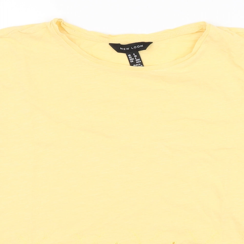 Womens UK Size 8 New Look Yellow Jersey T-Shirt