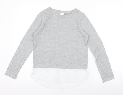 F&F Girls Grey Round Neck  Polyester Pullover Jumper Size 11-12 Years  Pullover - chiffon bottom