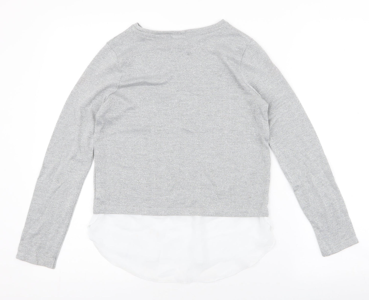 F&F Girls Grey Round Neck  Polyester Pullover Jumper Size 11-12 Years  Pullover - chiffon bottom
