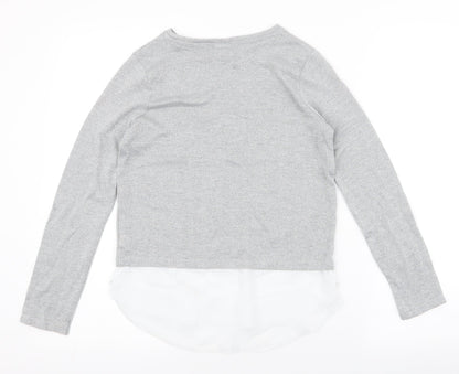 F&F Girls Grey Round Neck  Polyester Pullover Jumper Size 11-12 Years  Pullover - chiffon bottom
