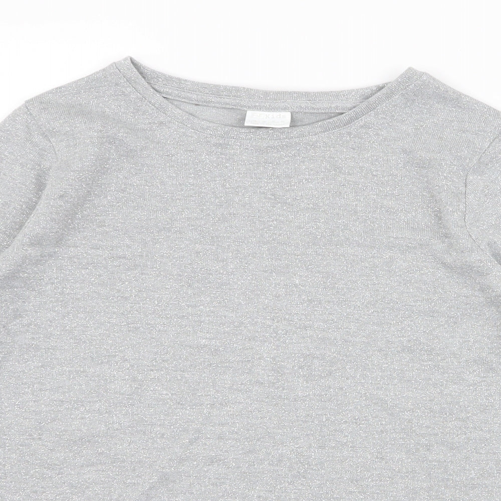 F&F Girls Grey Round Neck  Polyester Pullover Jumper Size 11-12 Years  Pullover - chiffon bottom