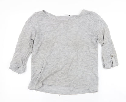 Only Womens Grey Round Neck  Cotton Pullover Jumper Size S