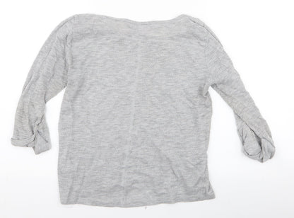 Only Womens Grey Round Neck  Cotton Pullover Jumper Size S