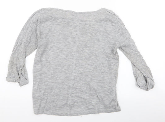 Only Womens Grey Round Neck  Cotton Pullover Jumper Size S