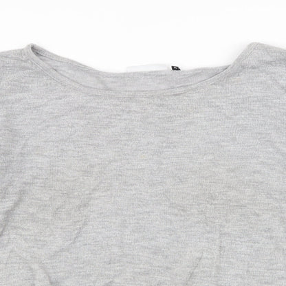Only Womens Grey Round Neck  Cotton Pullover Jumper Size S