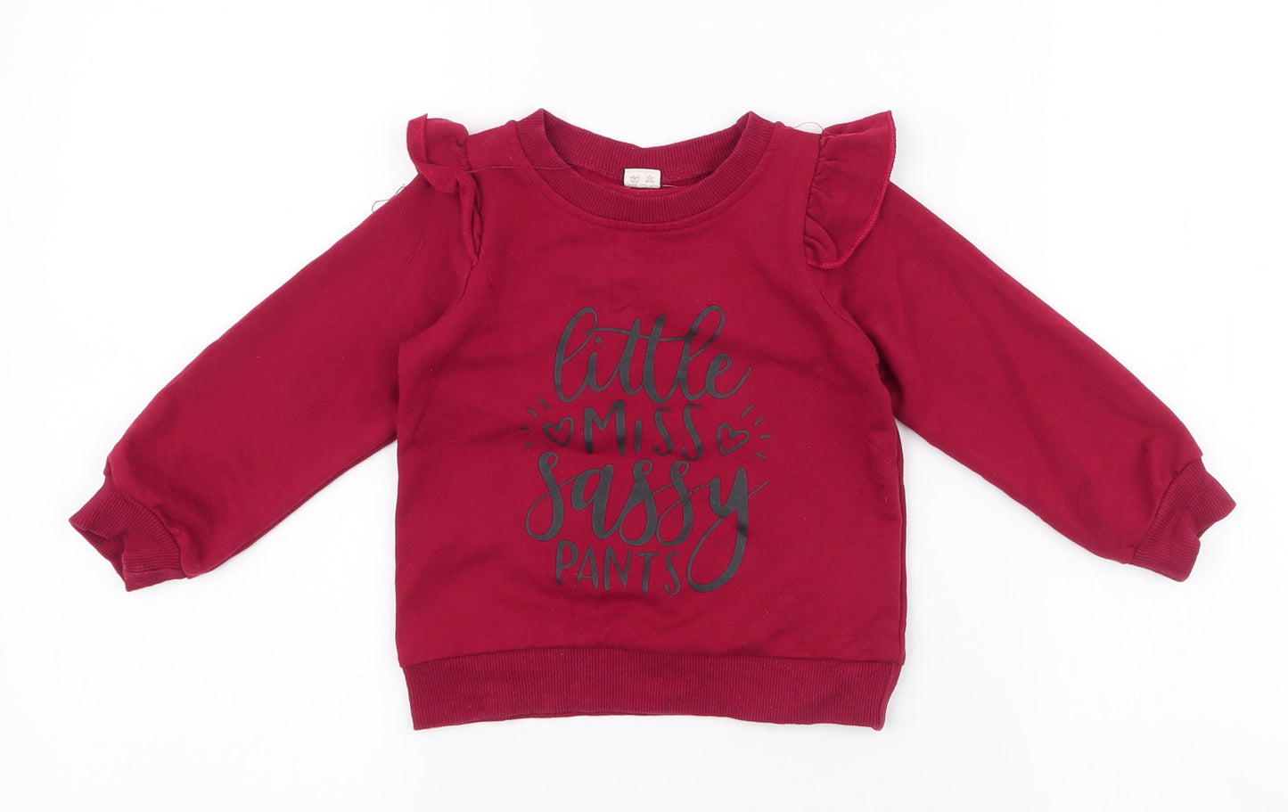 SheIn Girls Red  Polyester Pullover Sweatshirt Size 3 Years  Pullover - little miss sassy pants
