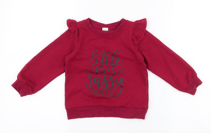 SheIn Girls Red  Polyester Pullover Sweatshirt Size 3 Years  Pullover - little miss sassy pants