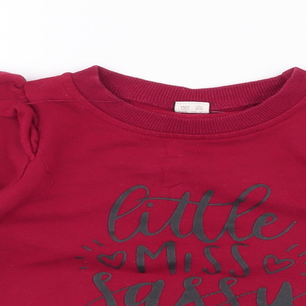 SheIn Girls Red  Polyester Pullover Sweatshirt Size 3 Years  Pullover - little miss sassy pants