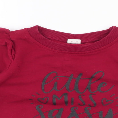 SheIn Girls Red  Polyester Pullover Sweatshirt Size 3 Years  Pullover - little miss sassy pants