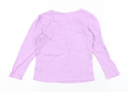 Favourites Girls Purple  Cotton Jersey T-Shirt Size 4 Years Round Neck Pullover - glitter chaser