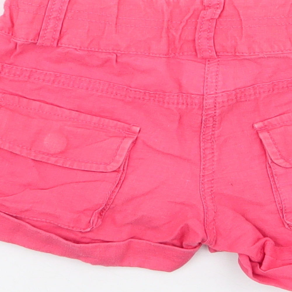 NEXT Girls Pink  Linen Bermuda Shorts Size 4 Years  Regular Zip